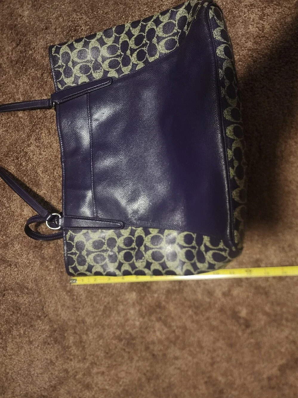 Coach Purple Leather & Signature Panel Shoulder Bag